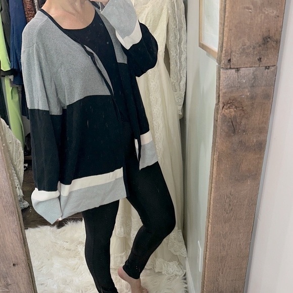 Liz Claiborne Black and Gray Knit Sweater cardigan cotton fabric size 3X - Picture 4 of 5